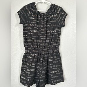 Bebe Black Graphic Print Romper
